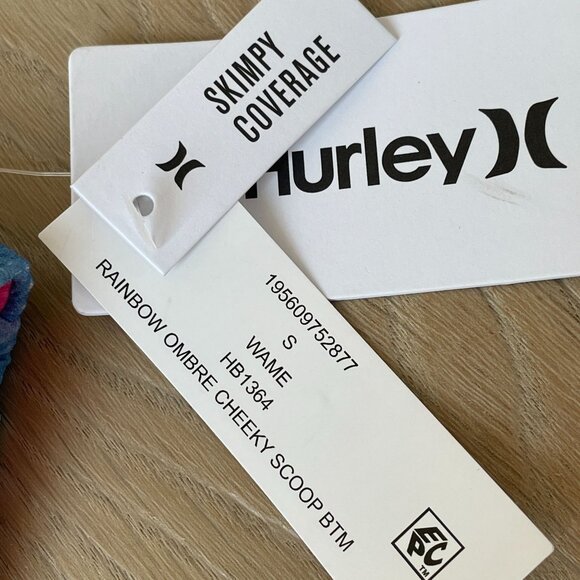 NEW Hurley Womens Small Rainbow Ombre Cheeky Scoop Bikini Bottom Swimwear - Picture 3 of 11